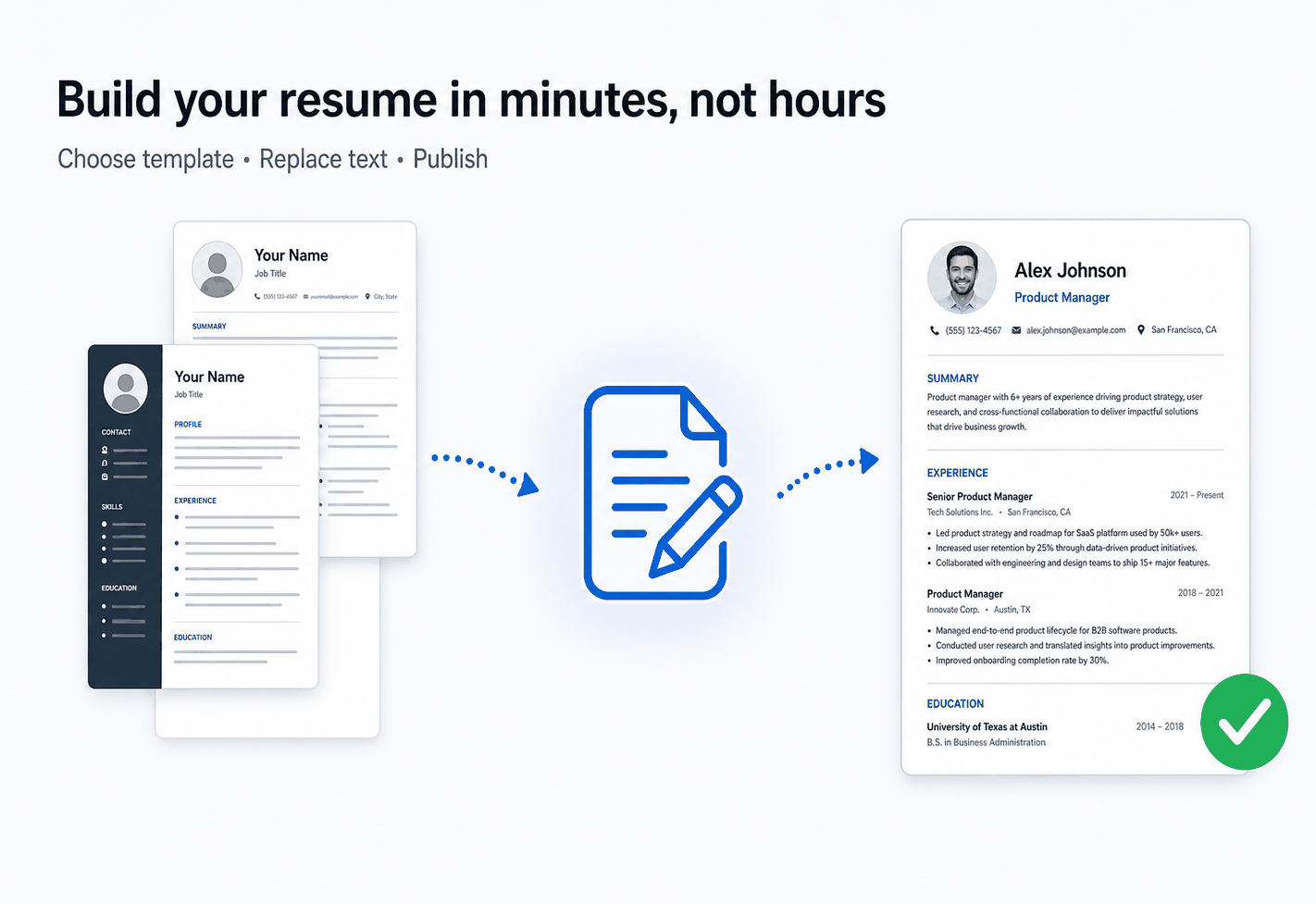 Rezume feature createresume in minutes, not hours