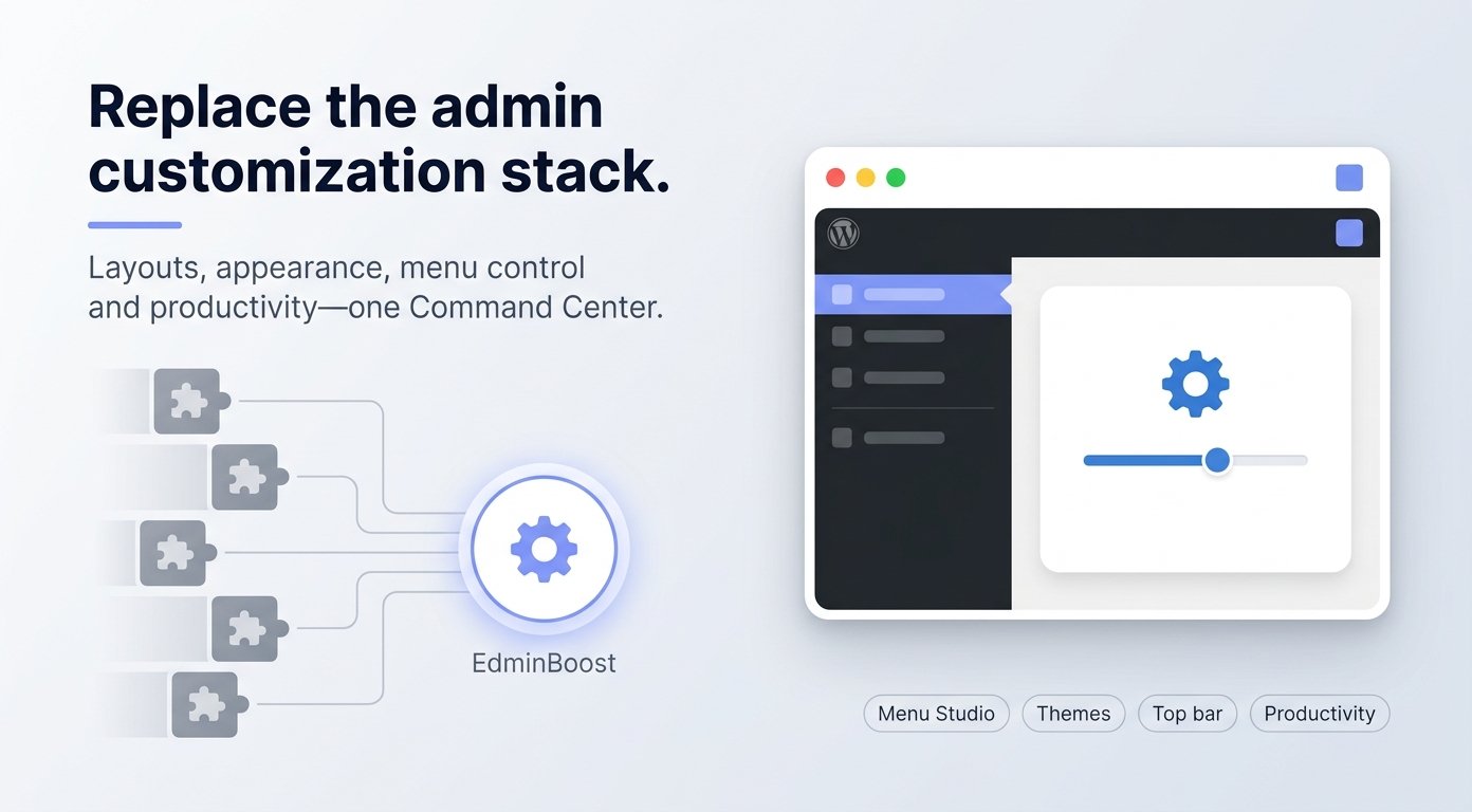 Edminboost wordpress admin customization tool plugin Hero Image